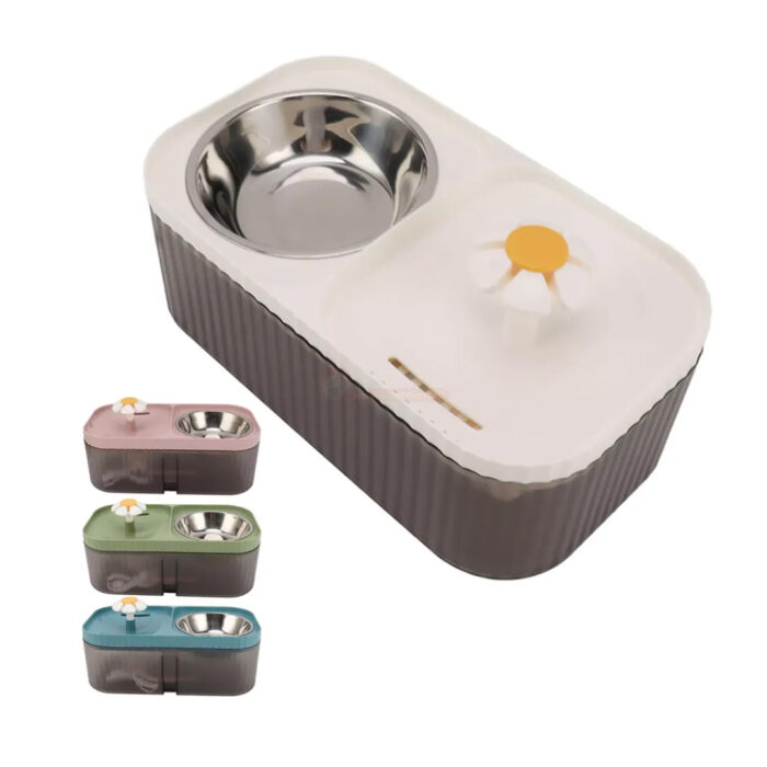 آبخوری اتوماتیک بابونه ظرف غذا دار ۳ لیتر سگ و گربه