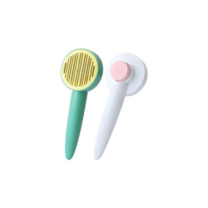 برس دکمه تخلیه دار گرد طلقی سگ و گربه