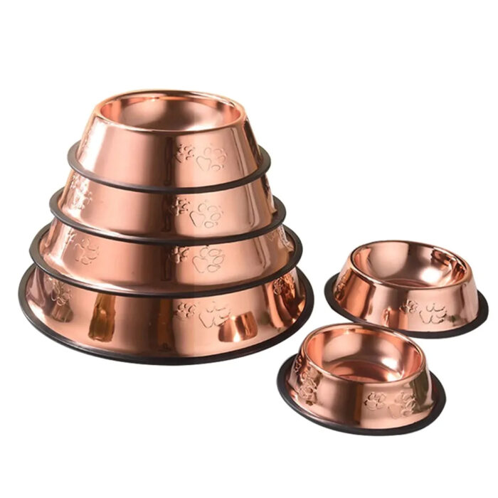 ظرف آب و غذا استیل رزگلد طرح پنجه