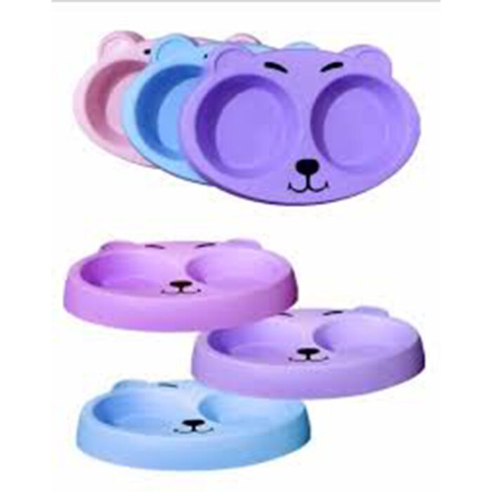 ظرف غذا دوقلو پلاستیکی خرسی سگ و گربه