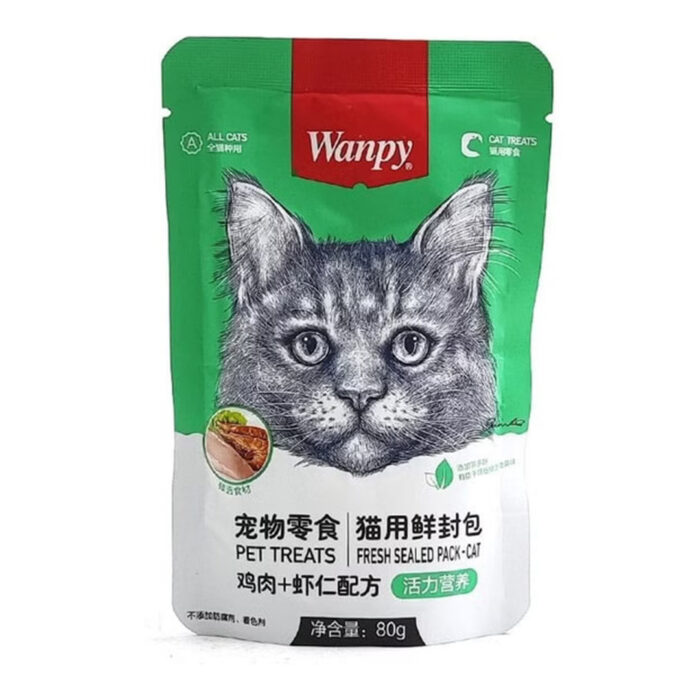 پوچ گربه ونپی با طعم مرغ و میگو